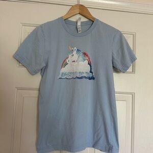 Light Blue Unicorn Graphic T-Shirt